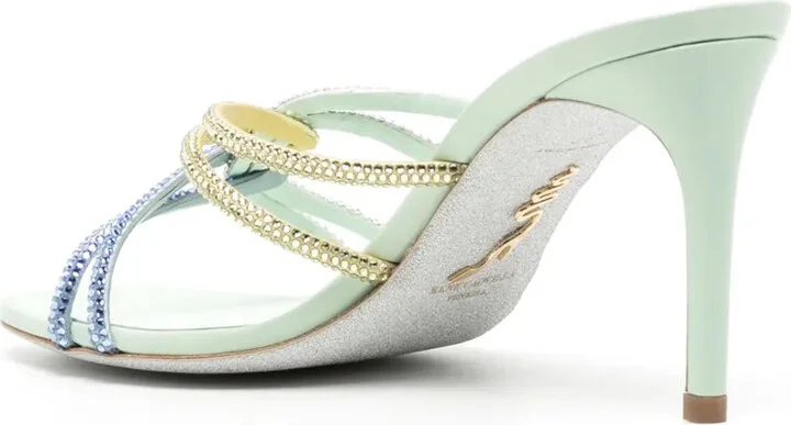 Crystal-Embellished 90mm Leather Sandals - Image 3