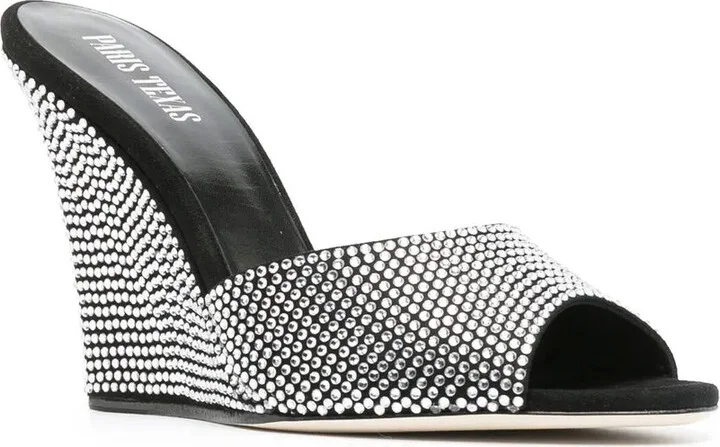 Crystal-Embellished 95mm Wedge Sandals - Image 2
