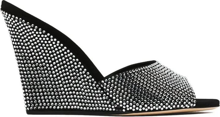 Crystal-Embellished 95mm Wedge Sandals
