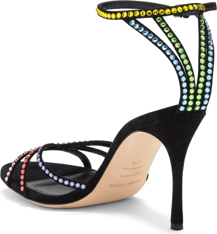 Crystal Embellished Ankle Strap Stiletto Sandal - Image 2