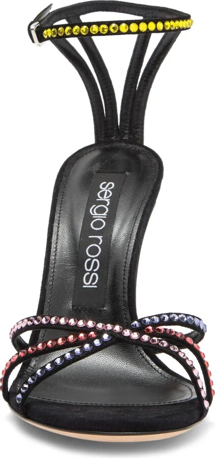 Crystal Embellished Ankle Strap Stiletto Sandal - Image 3