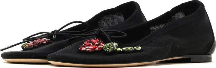 Crystal-Embellished Ballet Flats - Image 2