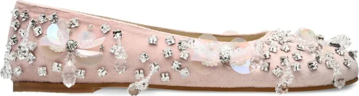 Crystal-Embellished Ballet Flats