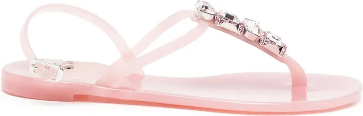 Crystal-Embellished Beach Flip Flops