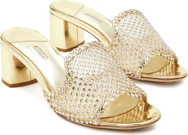 Crystal-Embellished Block-Heel Sandals - Image 2