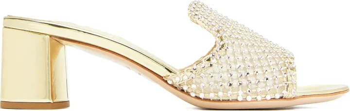 Crystal-Embellished Block-Heel Sandals