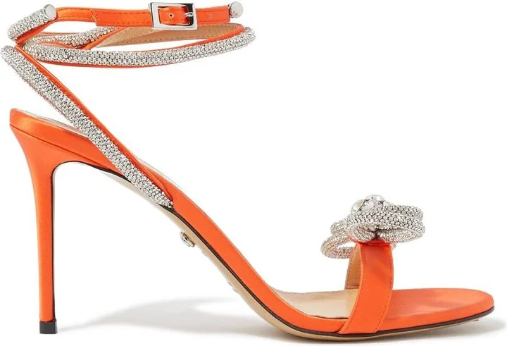 Crystal-Embellished Bow 95mm Satin Mules