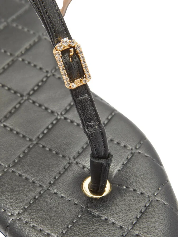 Crystal-Embellished Buckle Leather Sandals - Image 5