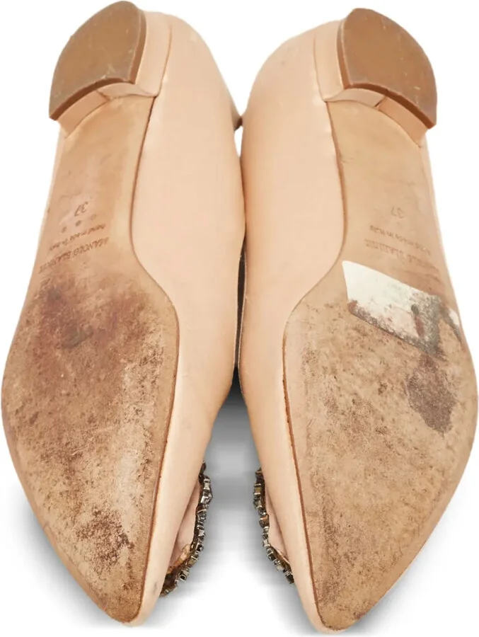 Crystal-Embellished Buckled Satin Ballet Flats - Image 4