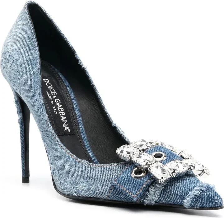 Crystal-Embellished Denim Pumps - Image 2