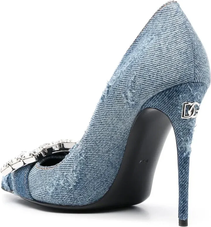 Crystal-Embellished Denim Pumps - Image 3