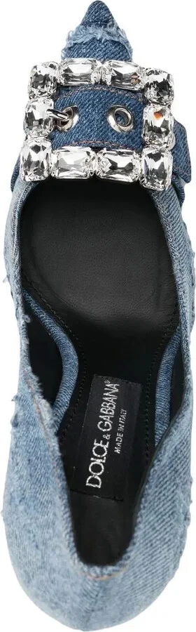 Crystal-Embellished Denim Pumps - Image 4