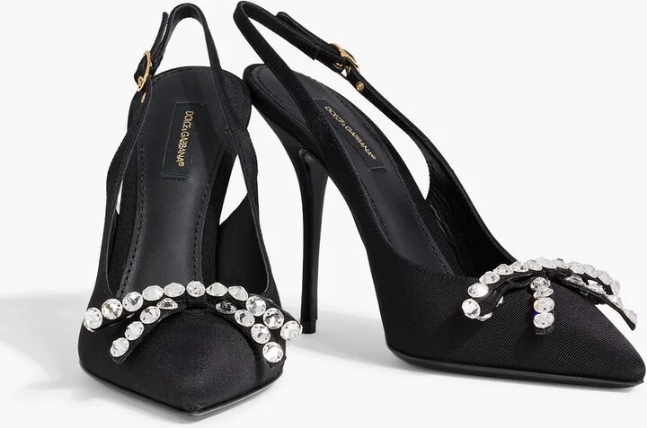 Crystal-embellished faille slingback pumps - Image 2