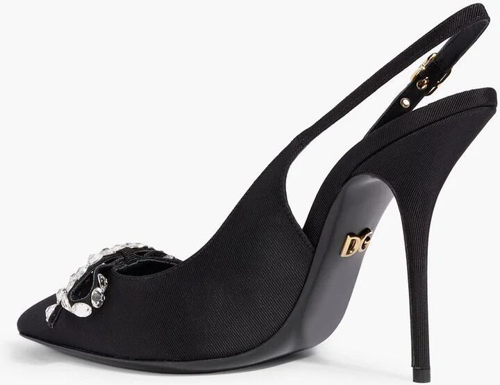 Crystal-embellished faille slingback pumps - Image 3