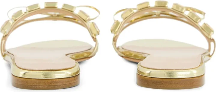 Crystal-Embellished Flat Leather Slides - Image 3