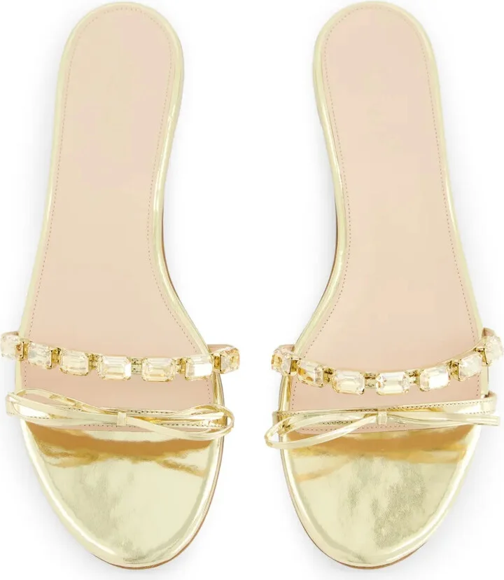 Crystal-Embellished Flat Leather Slides - Image 4