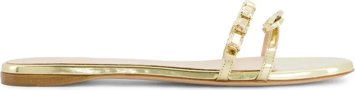 Crystal-Embellished Flat Leather Slides