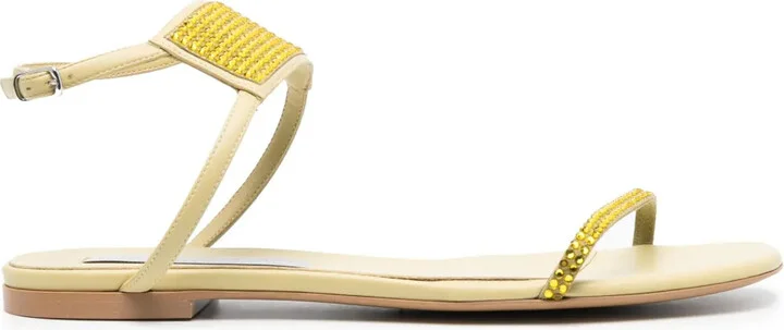 Crystal-Embellished Flat Sandals