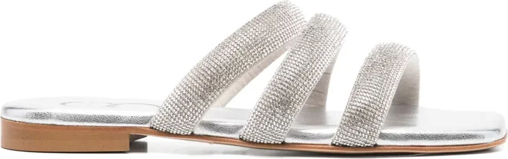 Crystal-Embellished Flat Sandals