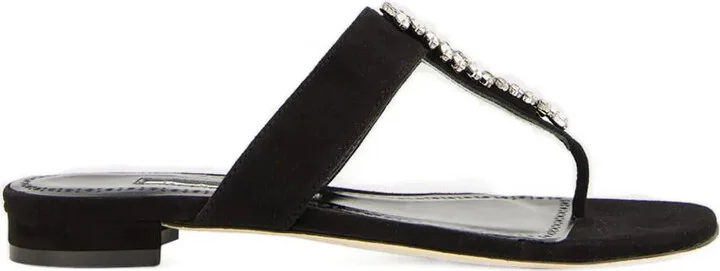 Crystal-Embellished Flat Sandals