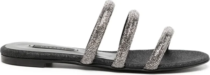 Crystal-Embellished Flat Sandals