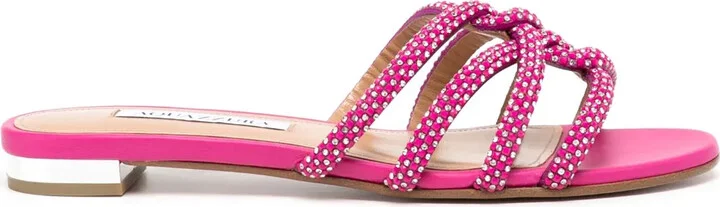 Crystal-Embellished Flat Sandals