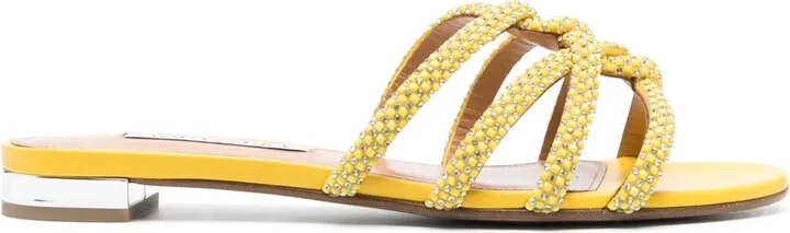 Crystal-Embellished Flat Sandals