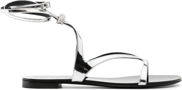 Crystal-Embellished Flat Sandals