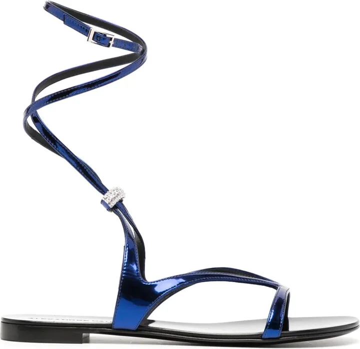 Crystal-Embellished Flat Sandals