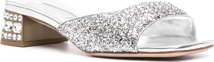 Crystal-Embellished Glitter Sandals - Image 2