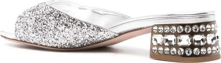 Crystal-Embellished Glitter Sandals - Image 3