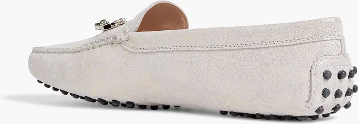 Crystal-embellished glittered suede loafers - Image 3
