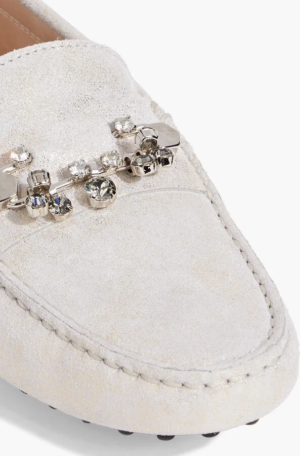 Crystal-embellished glittered suede loafers - Image 4
