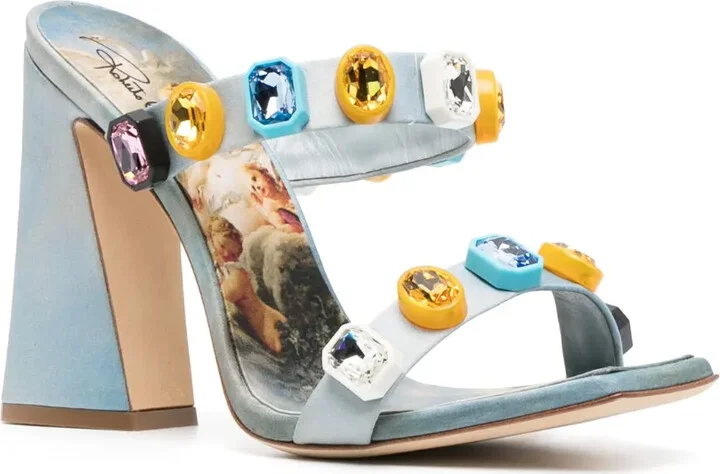 Crystal-Embellished Graphic-Print Sandals - Image 2