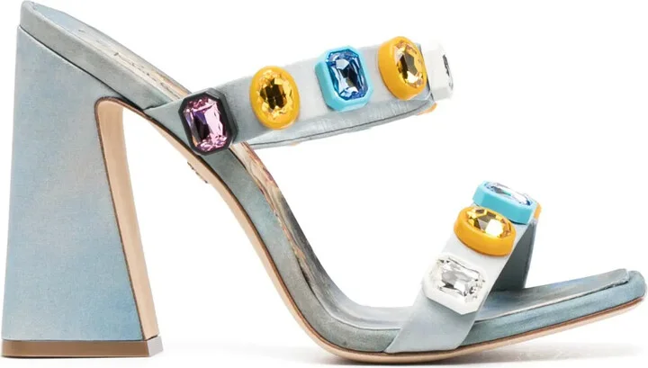 Crystal-Embellished Graphic-Print Sandals