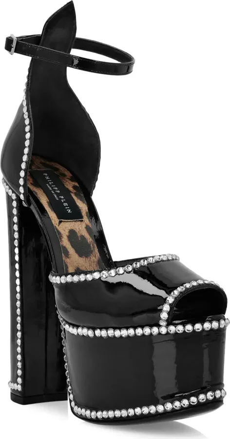 Crystal-Embellished Heeled Platform Sandals - Image 2