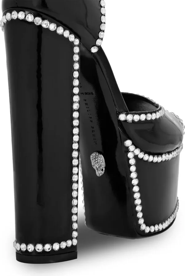 Crystal-Embellished Heeled Platform Sandals - Image 4
