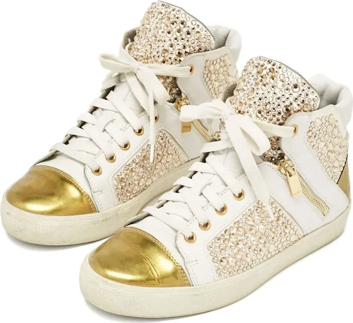 Crystal-Embellished High-Top Sneakers - Image 2