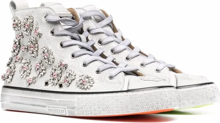 Crystal-Embellished High-Top Sneakers - Image 2