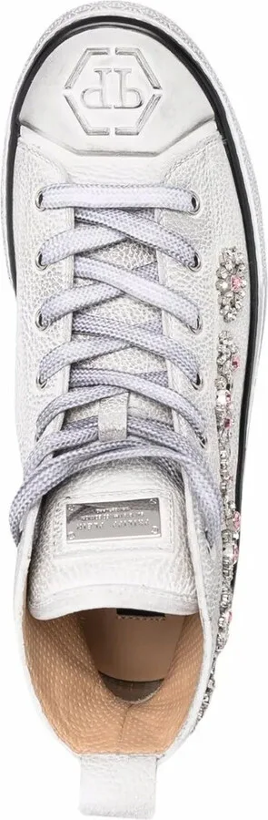 Crystal-Embellished High-Top Sneakers - Image 4