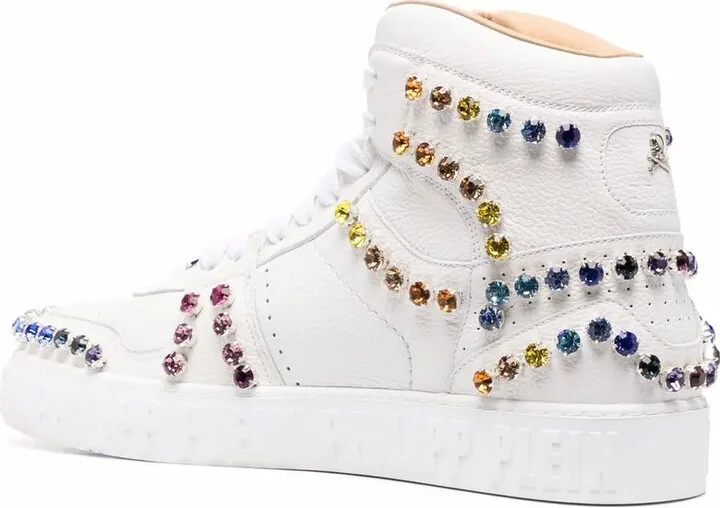 Crystal-Embellished High-Top Sneakers - Image 3