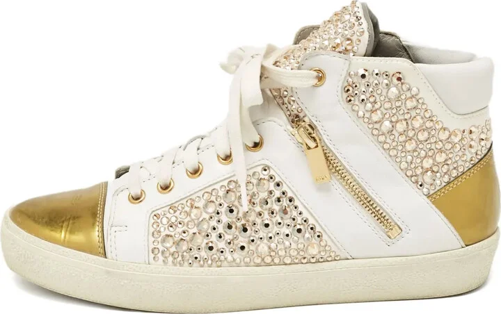 Crystal-Embellished High-Top Sneakers