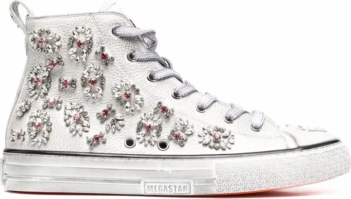 Crystal-Embellished High-Top Sneakers