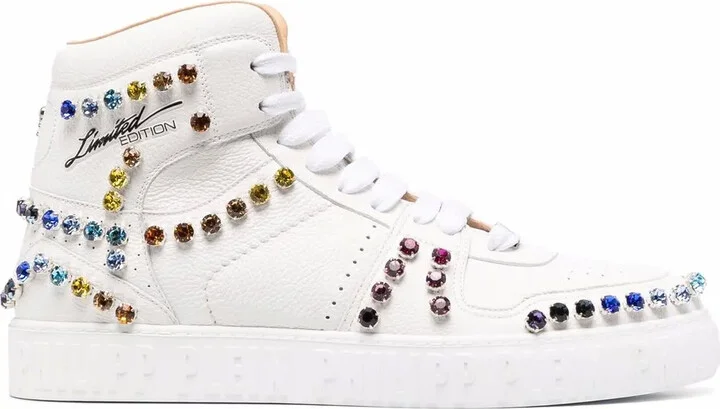 Crystal-Embellished High-Top Sneakers