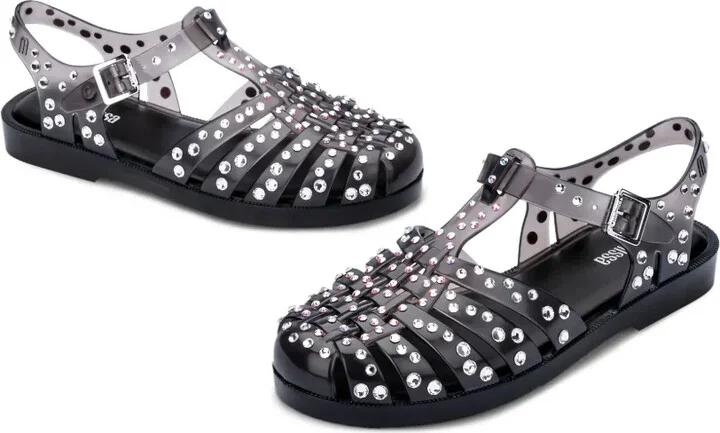 Crystal-Embellished Jelly Sandals - Image 2