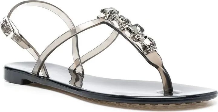 Crystal-Embellished Jelly Sandals - Image 2