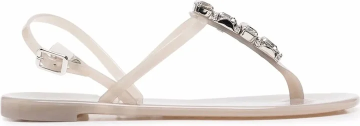 Crystal-Embellished Jelly Sandals