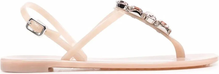 Crystal-Embellished Jelly Sandals