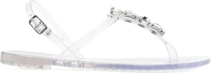 Crystal-Embellished Jelly Sandals