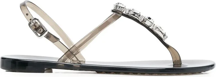 Crystal-Embellished Jelly Sandals